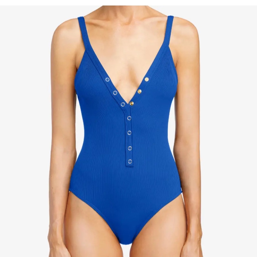 Robin Piccone AMY V-NECK ONE PIECE LAPIS, Size 6